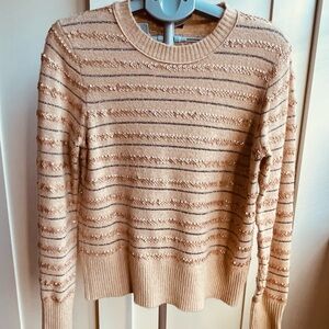 J. Crew Camel Sequin Stripe Crewneck Sweater